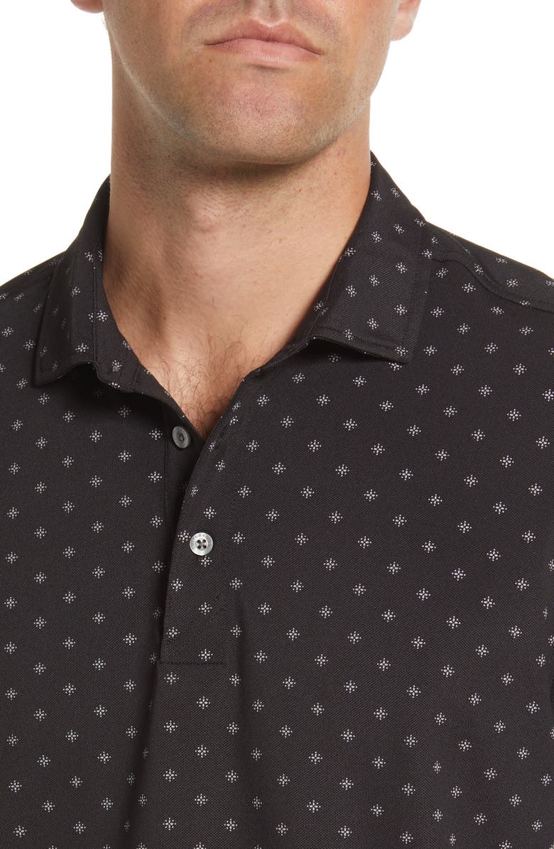 Cutter & Buck Virtue Piqué Tile Print Polo, Alternate, color, Black