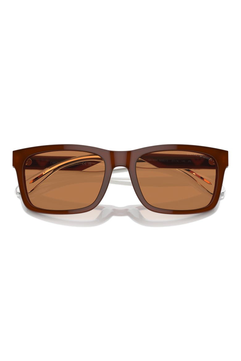 57mm Rectangular Sunglasses, Alternate, color, SHINY OPALINE BROWN / BROWN