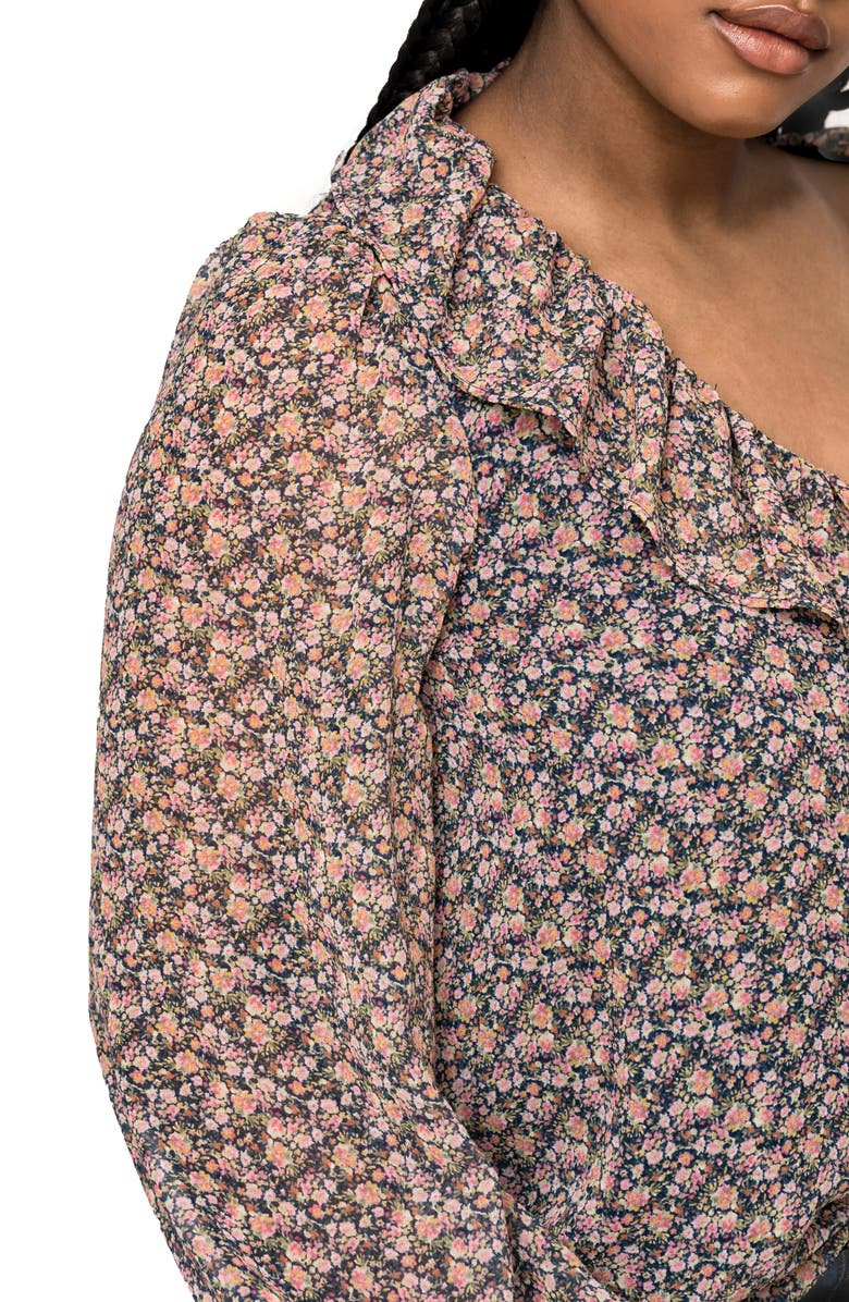 GIBSONLOOK Gigi V-Neck Long Sleeve Floral Top, Alternate, color, Multi Pnk Posie Prt