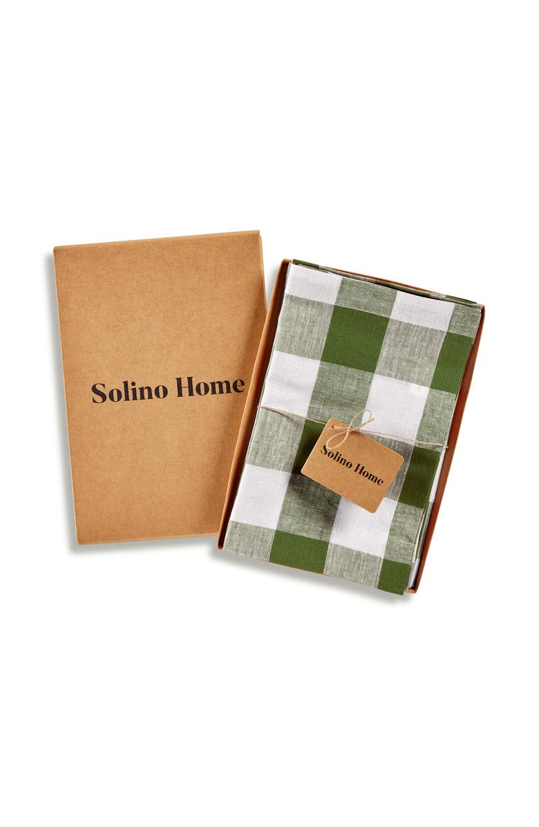 Solino Home Linen Dinner Napkins - Buffalo Check, 20" x 20" Inch, Alternate, color, Olive And White