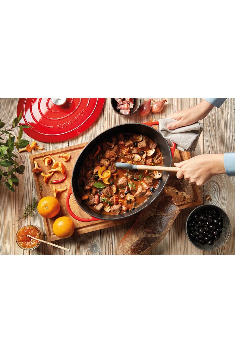 Provence Enameled Cast Iron Casserole, 11" dia., 4.1 qt, Alternate, color, Classic Black