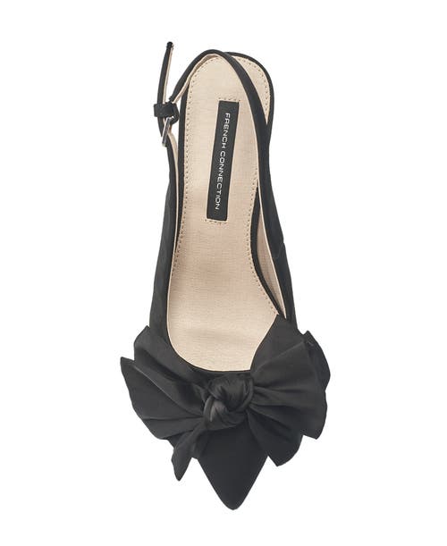 French Connection Quinn Bow Womens Bow Satin Slingback Heels In Black