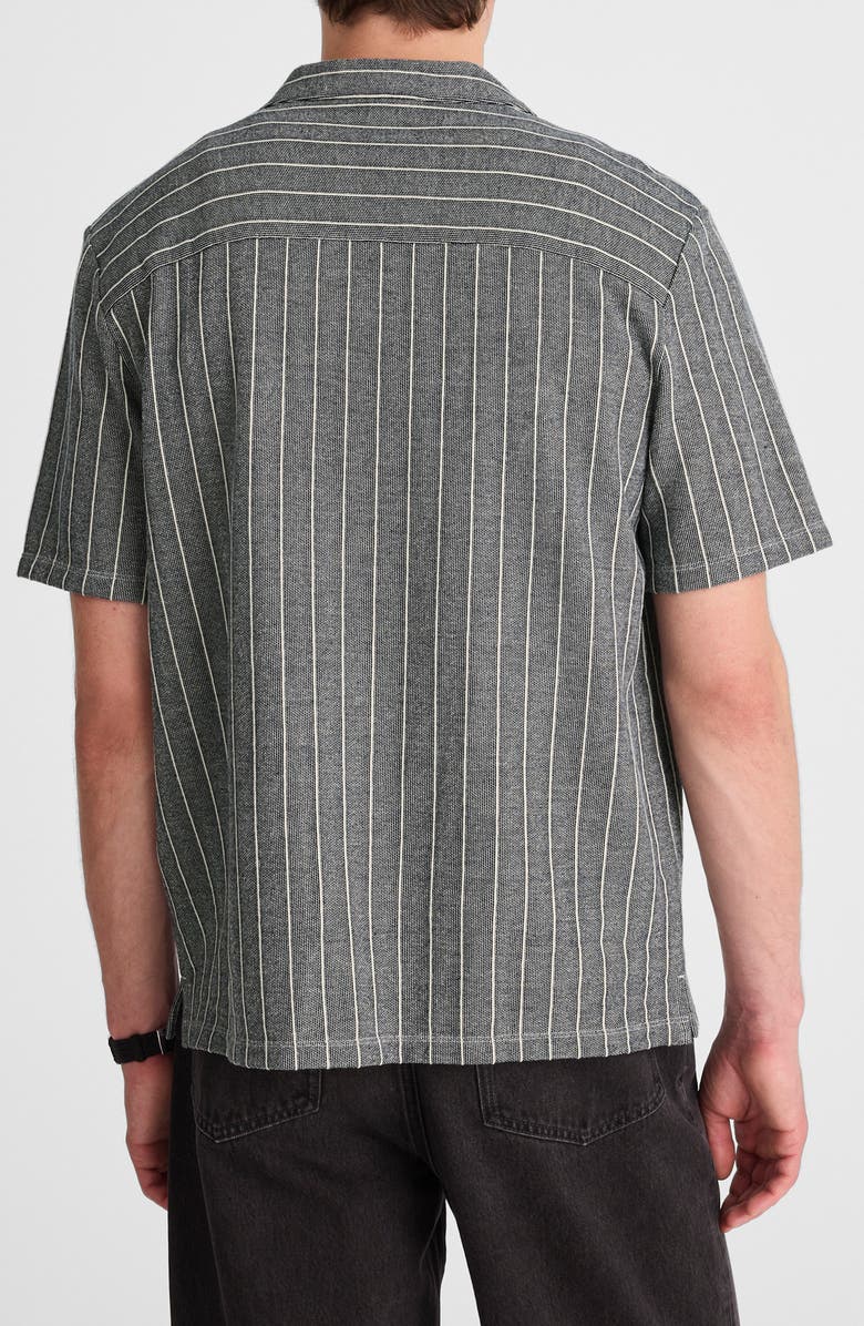 Madewell Texture Stripe Camp Shirt, Alternate, color, Stripe Navy