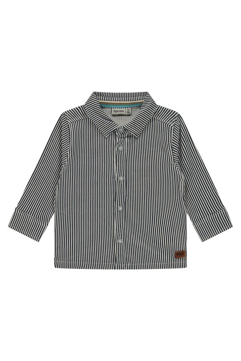 Pinstripe Button Up Shirt, Main, color, Dark Blue