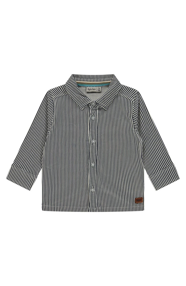 BABYFACE Pinstripe Button Up Shirt, Main, color, Dark Blue