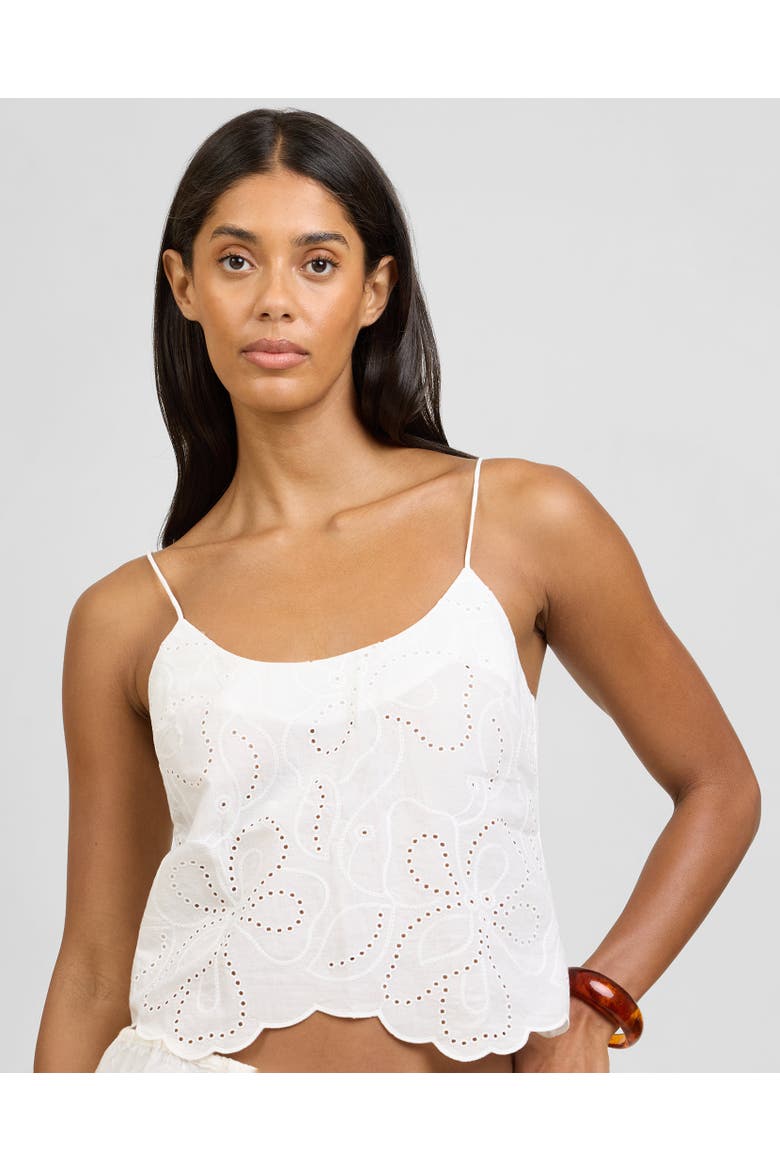 Scallop Cami Top, Alternate, color, White
