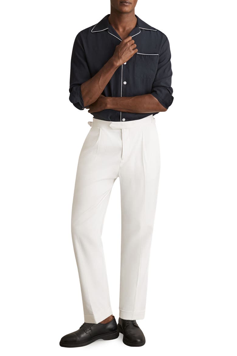 Josh Piped Button-Up Shirt, Alternate, color, NAVY