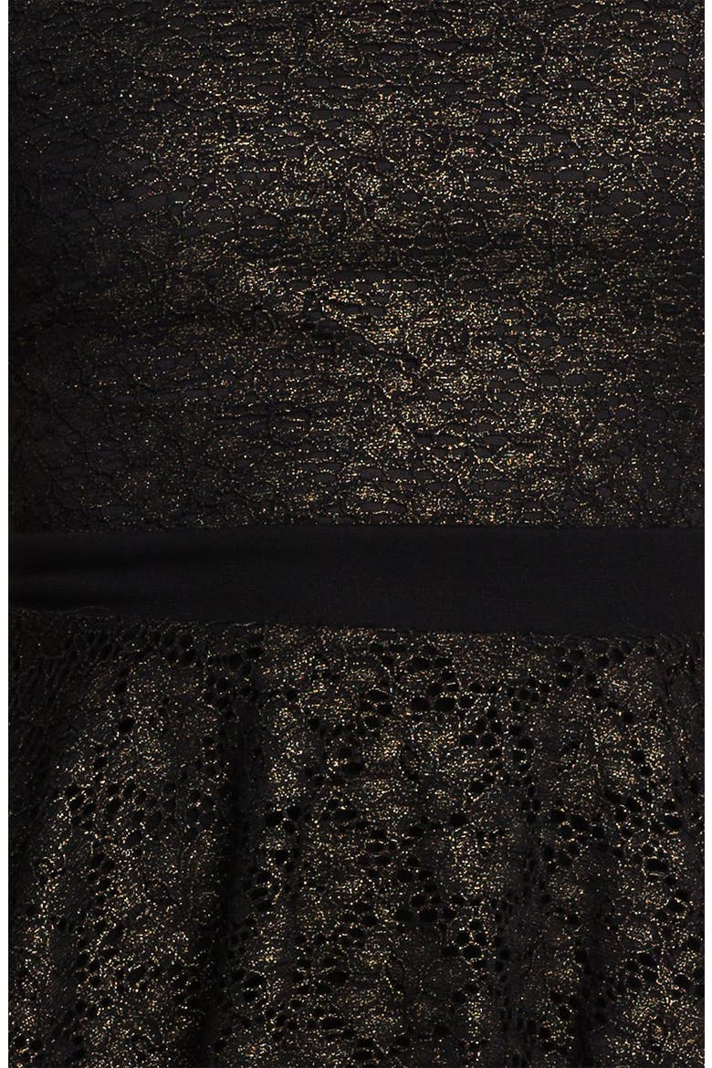 Metallic Lace Peplum Dress, Alternate, color, BLACK