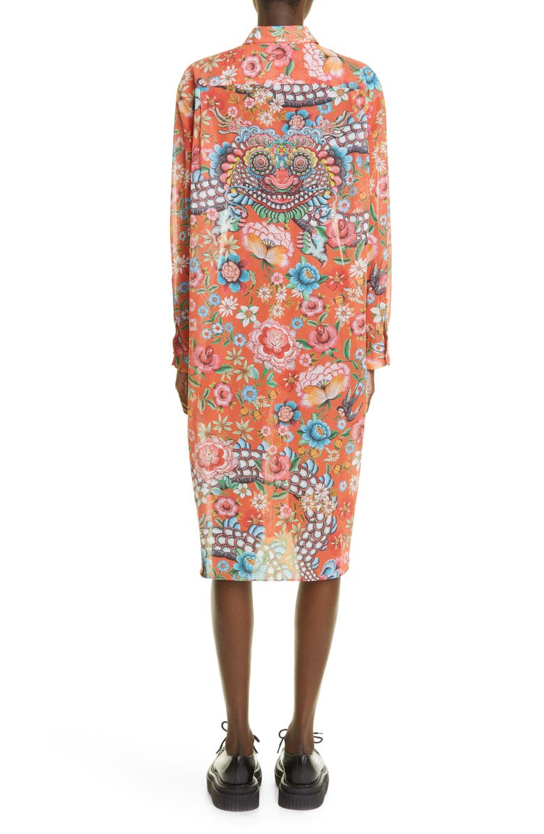 Junya Watanabe Print Long Sleeve Cotton Voile Shirtdress, Alternate, color,