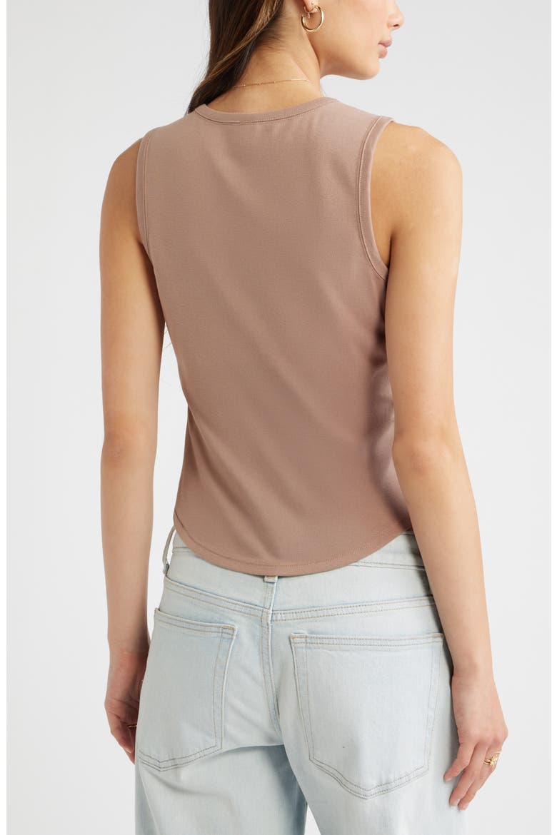 Cotton Blend Button-Up Tank, Alternate, color, BROWN FRESCO