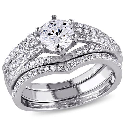 Cubic Zirconia Bridal Ring Set Sterling Silver