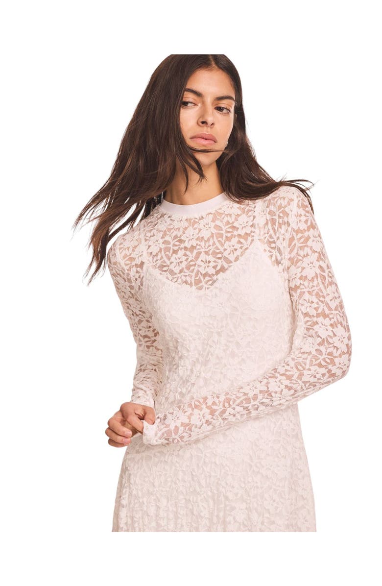 MINT VELVET Lace Full Asymmetric Midi Dress, Alternate, color, Ivory