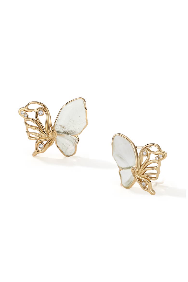 Butterfly Serenade Earrings, Main, color, Gold & White