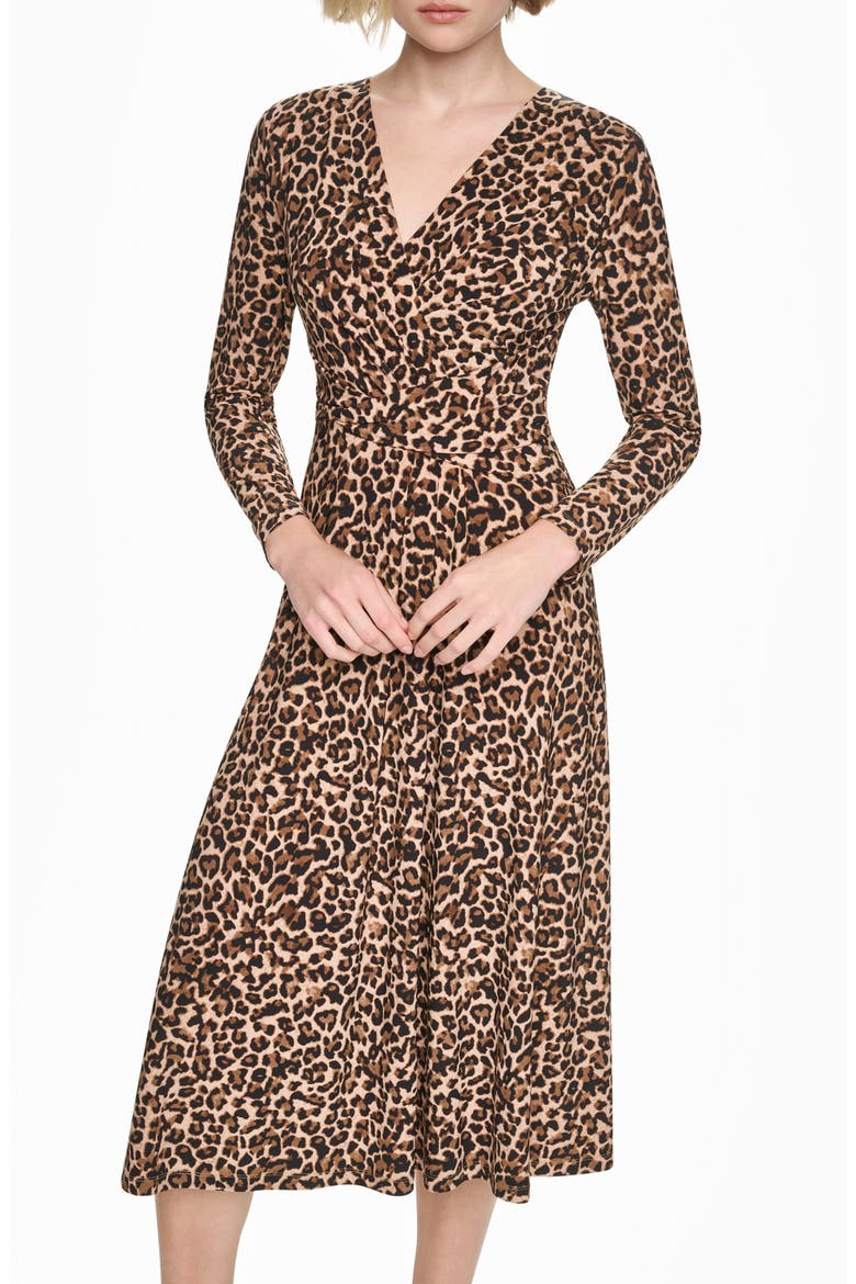 Long Sleeve Midi Dress, Alternate, color, TRUFFLE MULTI