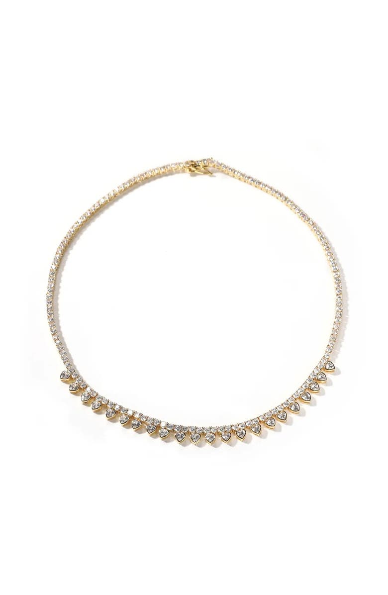 Mazin Jewels Iced Heart Necklace, Main, color, Silver