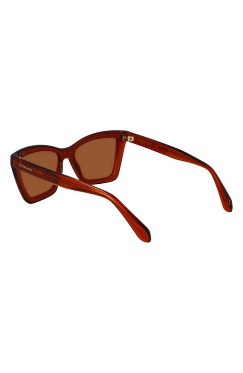 Ferragamo 53mm Rectangualr Sunglasses In Transparent Rust