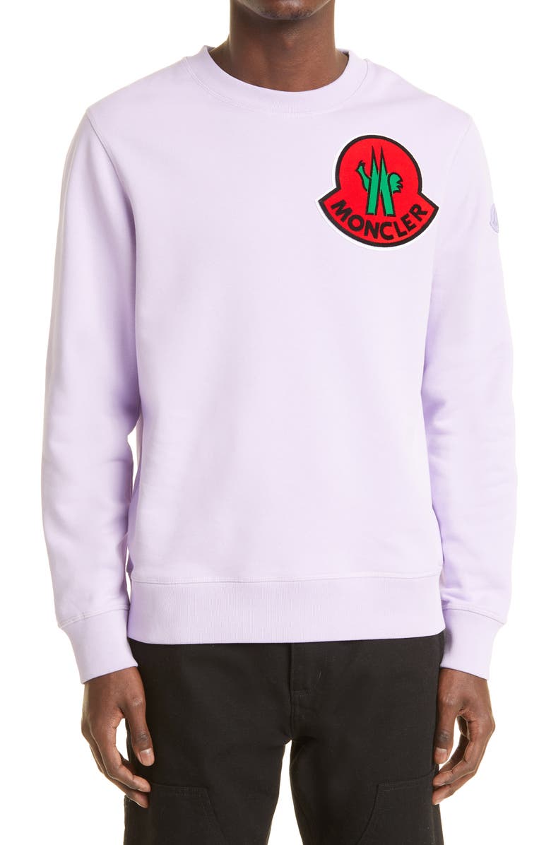 2 Moncler 1952 Men's Felt Logo Patch Crewneck Sweatshirt, Main, color, 