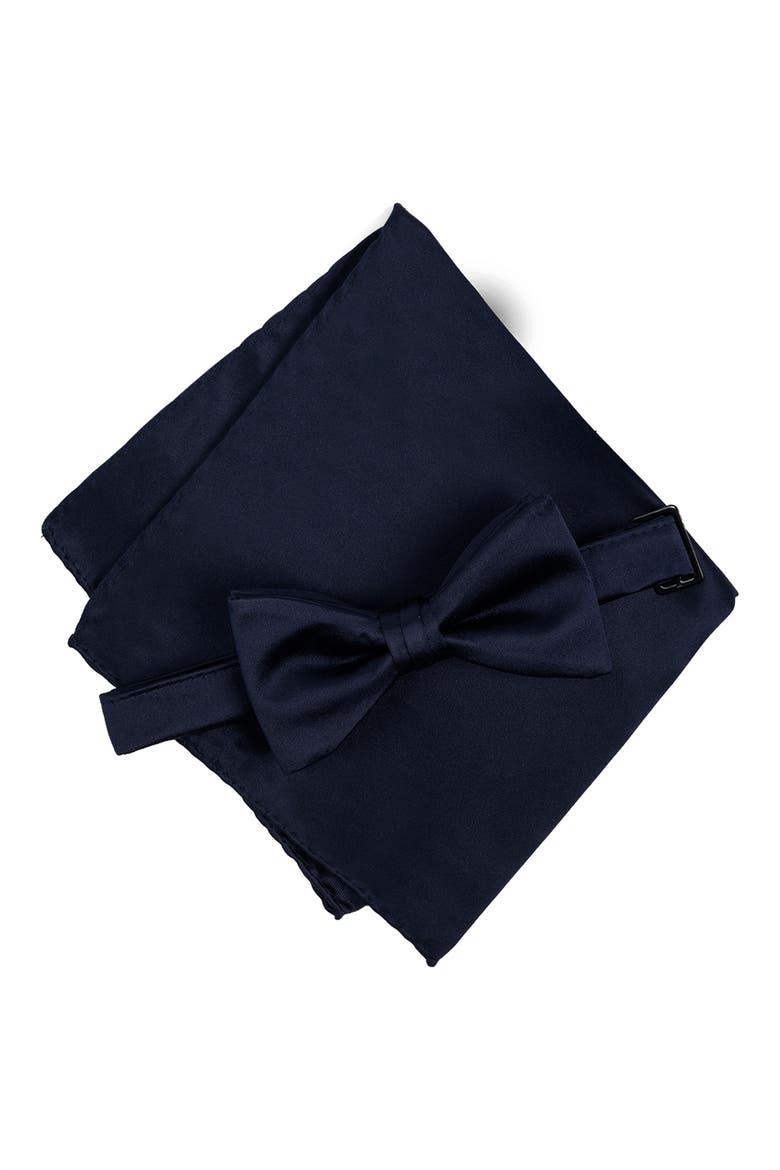 Men's Solid Satin Pre-Tied Bow Tie, Alternate, color, NAVY