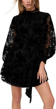 Lily and Lionel London Brezze High Neck Velvet Burnout Mini Dress