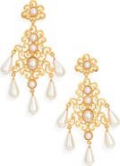 Kenneth Jay Lane Faux Pearl Chandelier Earrings