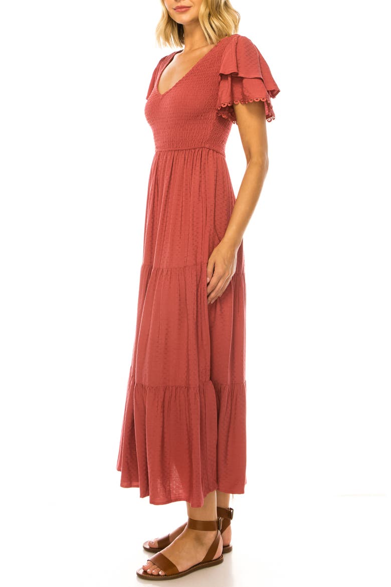 Tiered Woven Midi Dress, Alternate, color, ASTRO DUST