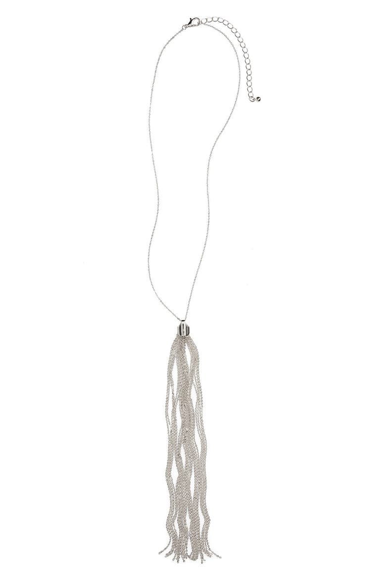 Chain Tassel Necklace, Main, color, SILVER