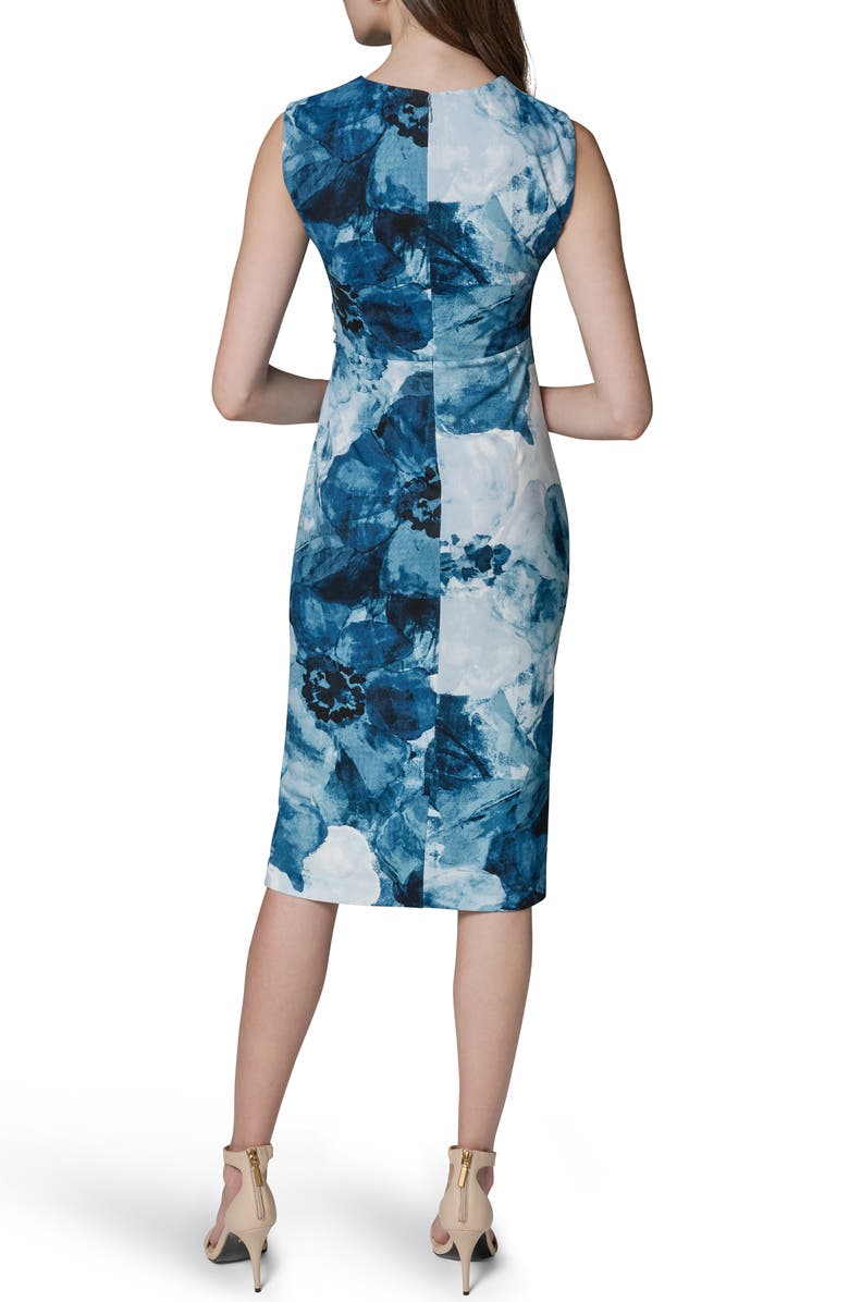 Donna Karan New York Gathered Waist Midi Dress, Alternate, color, Nightfall Multi