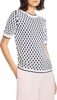 NIC+ZOE Geo Tuck Stitch Short Sleeve Sweater