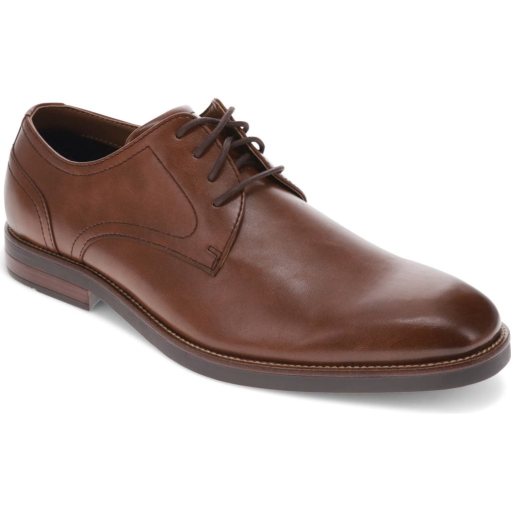 Dockers Mens Braden Plain-toe Dress Lace Up Oxford Shoes In Cognac