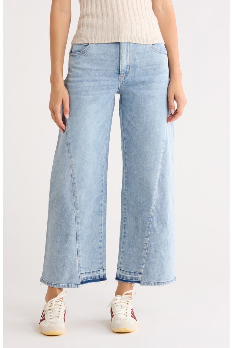 Uneven Release Step Hem Wide Leg Jeans, Main, color, LIGHT BLUE ARTISANAL