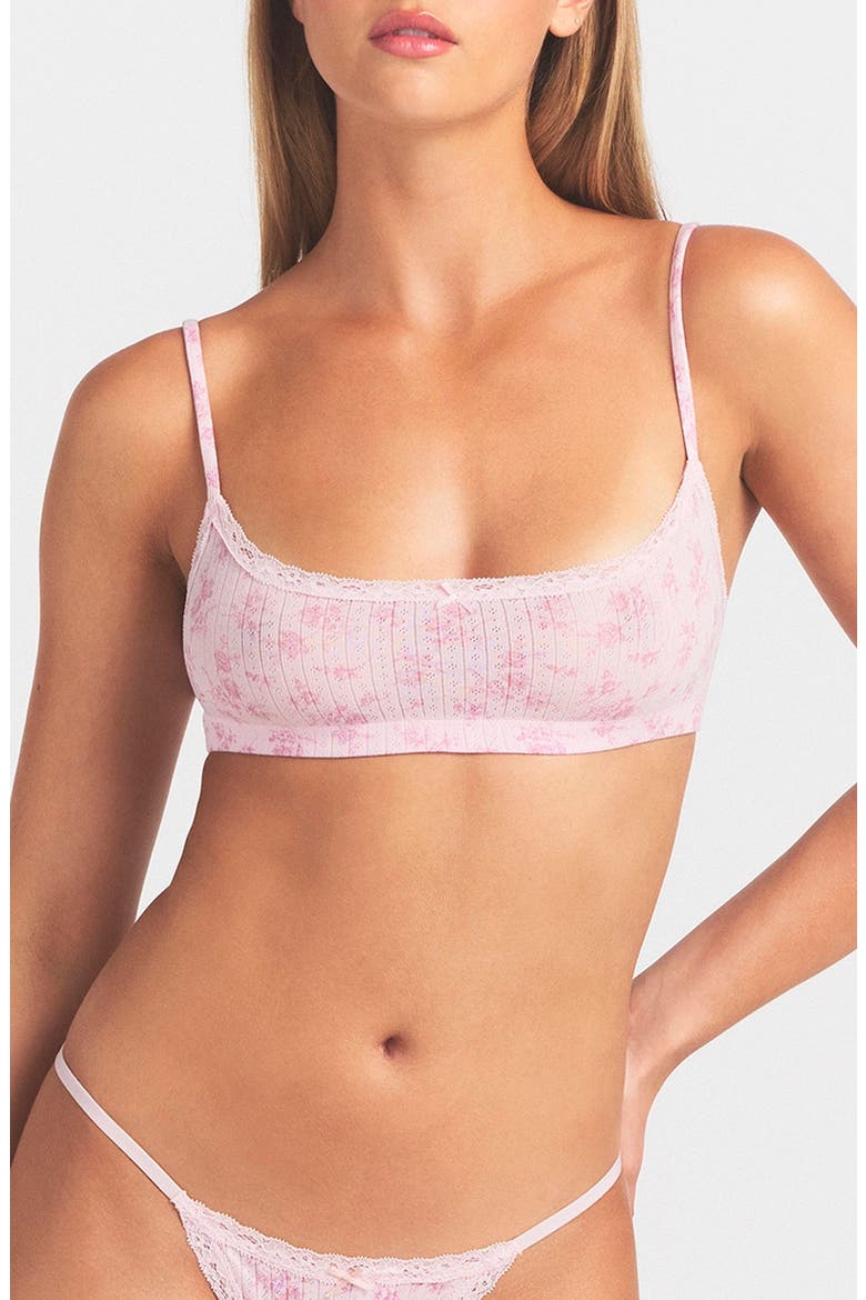 Pointelle Scoop Bralette, Main, color, BLOOM DAINTY FLORAL