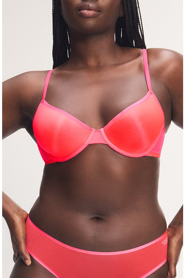 Sheer X Spacer Demi Bra, Main, color, OPEN LATE RED