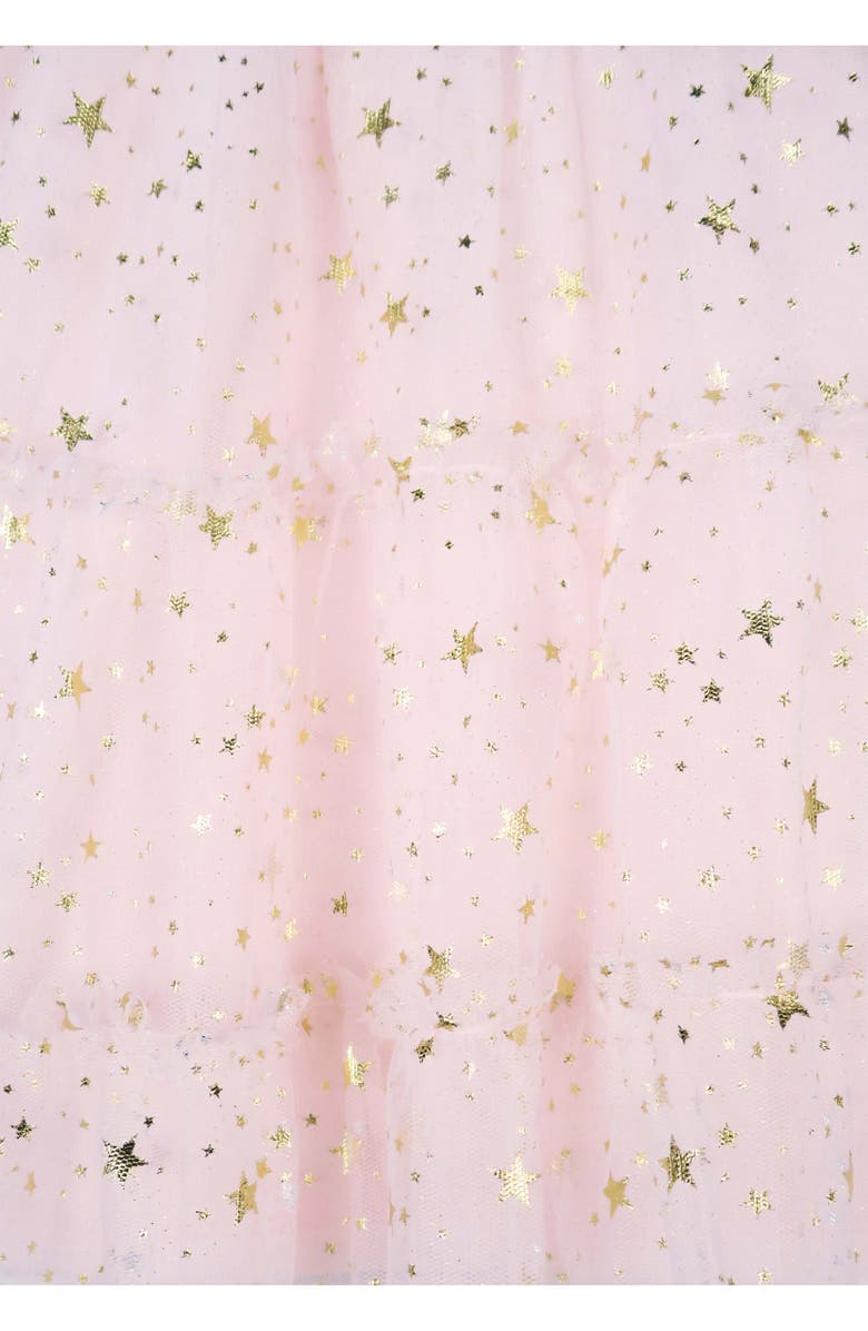 Zunie Foil Star Mesh Overlay Party Dress, Alternate, color, Blush