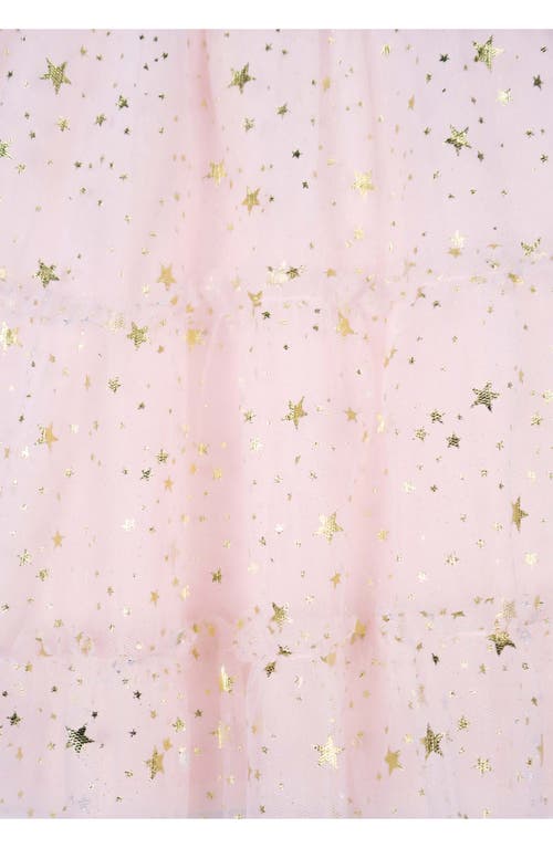 Zunie Foil Star Mesh Overlay Party Dress In Pink