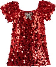 Stella 88 Kids' Sequin Puff Sleeve Shift Dress