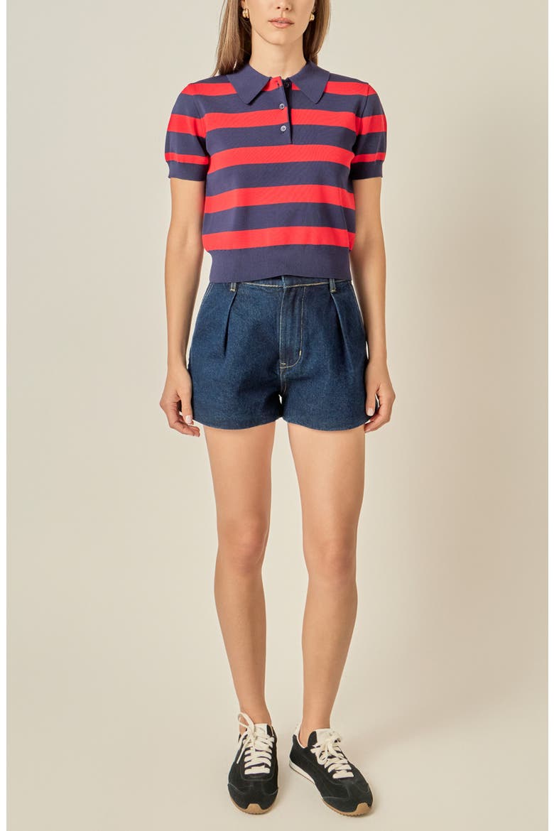 Striped Polo, Alternate, color, NAVY/ RED