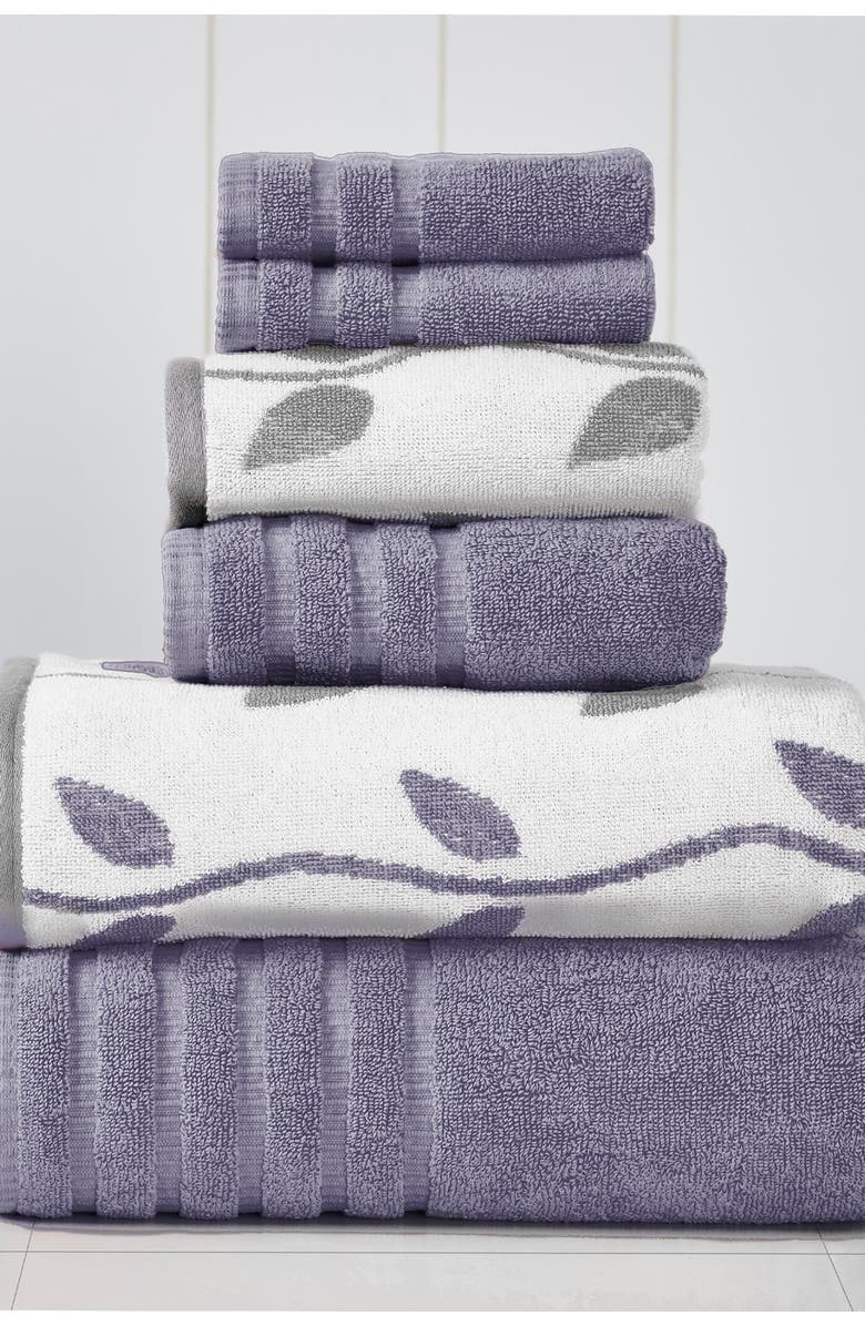 Modern Threads Yard Dyed 6-Piece Towel Set, Main, color, Grey Lavender
