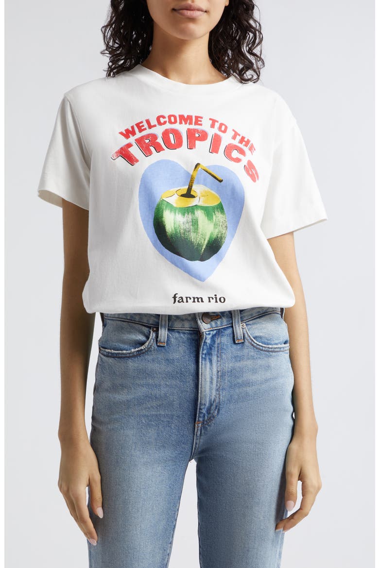Welcome to the Tropics Cotton Graphic T-Shirt, Main, color, OFF-WHITE