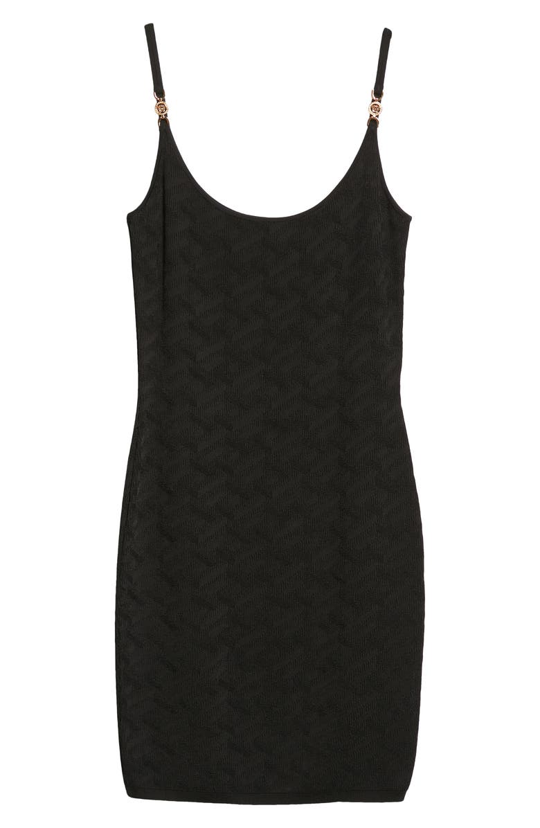 Versace Medusa Embellished La Greca Jacquard Knit Minidress, Alternate, color,