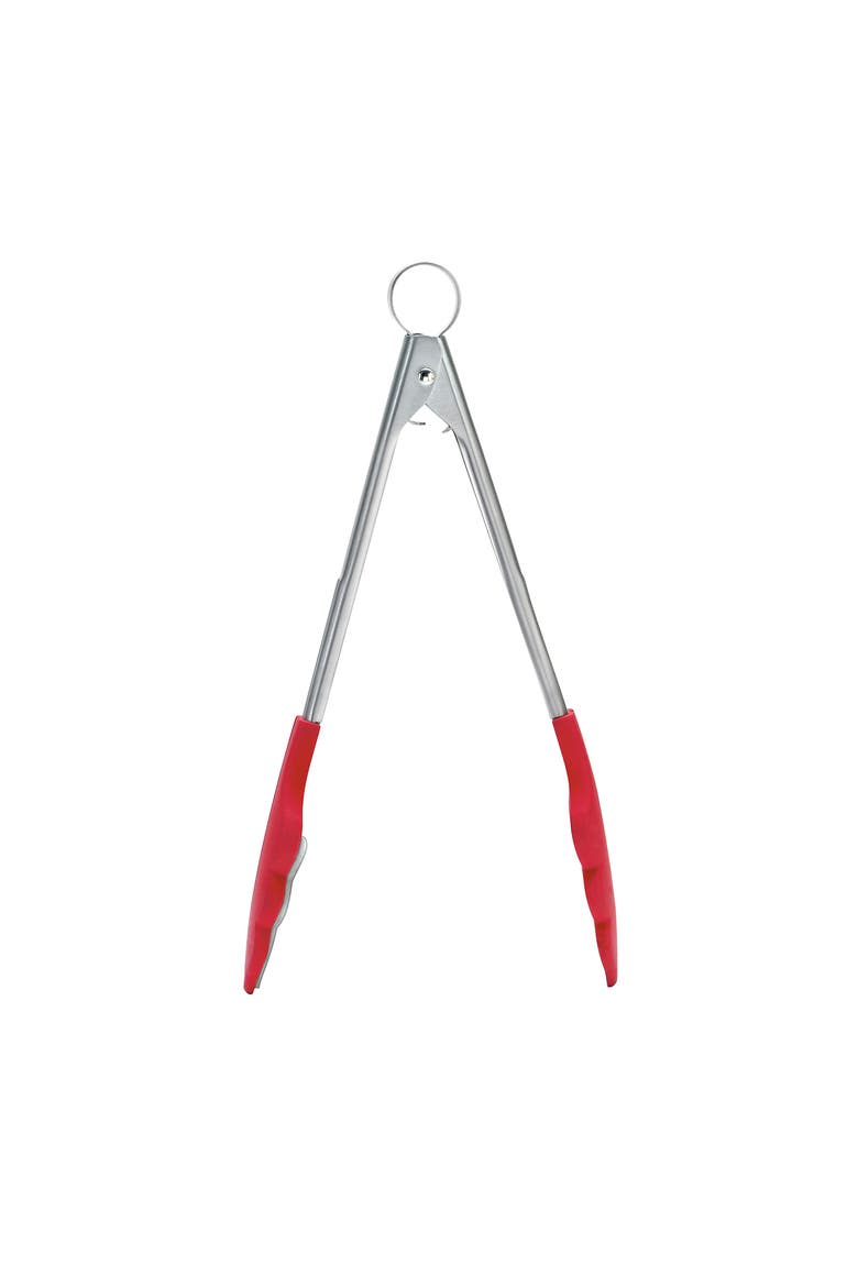9.5 Inch Tongs With Teeth, Red, Main, color, Red