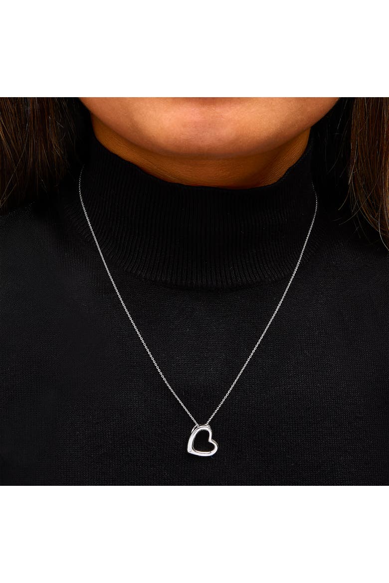 Sterling Silver Bezel Set Diamond Accent Heart Pendant Necklace, Alternate, color, Silver