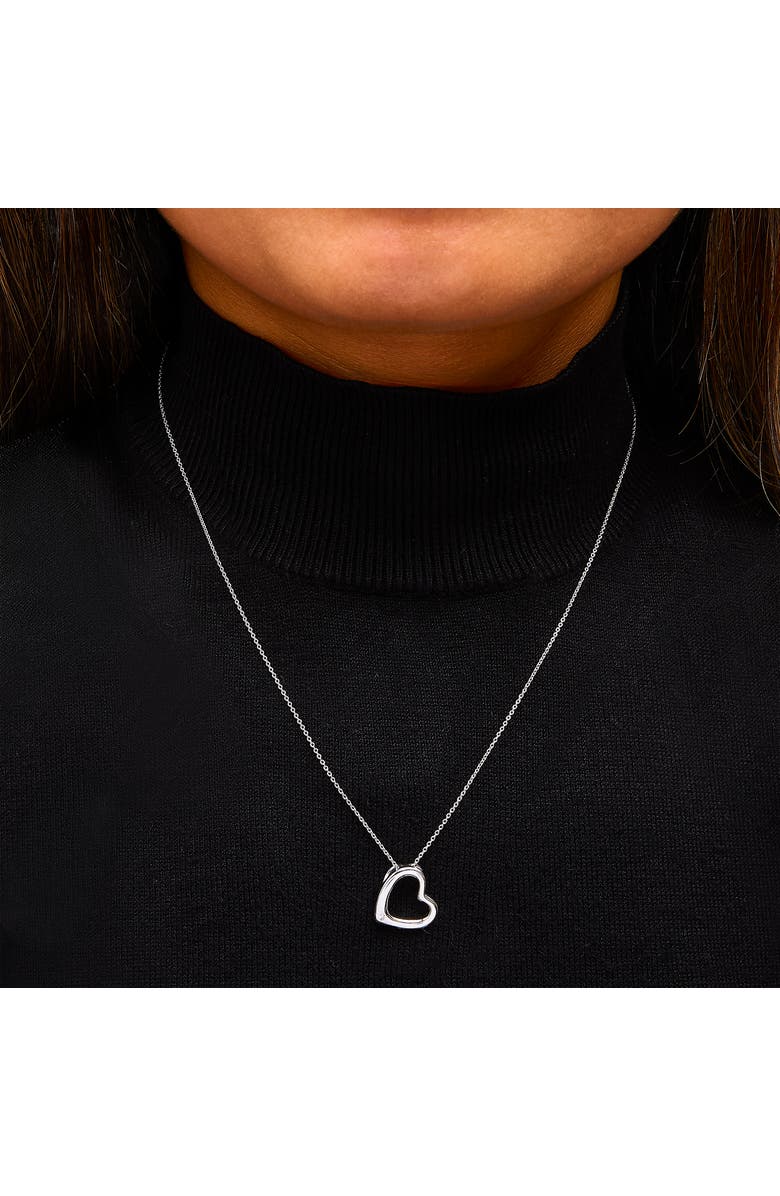 Haus of Brilliance Sterling Silver Bezel Set Diamond Accent Heart Pendant Necklace, Alternate, color, Silver
