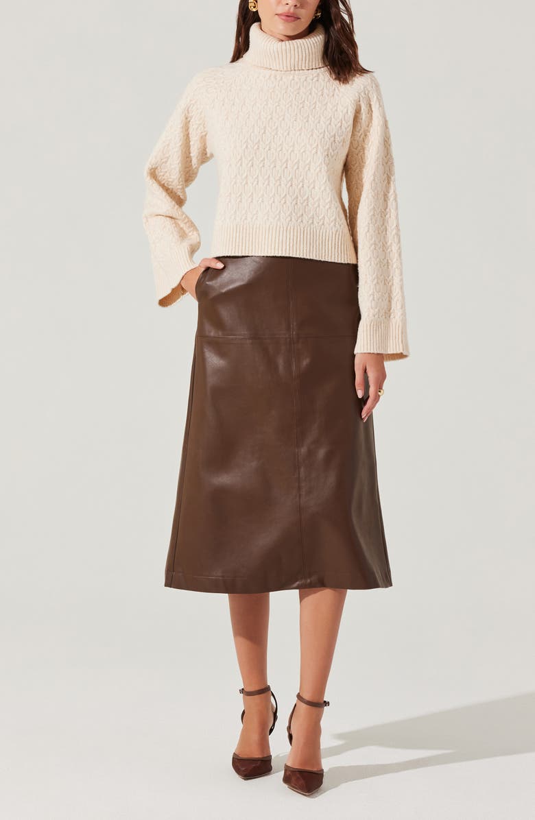 ASTR the Label Textured Stitch Crop Turtleneck Sweater, Alternate, color, Buttercream