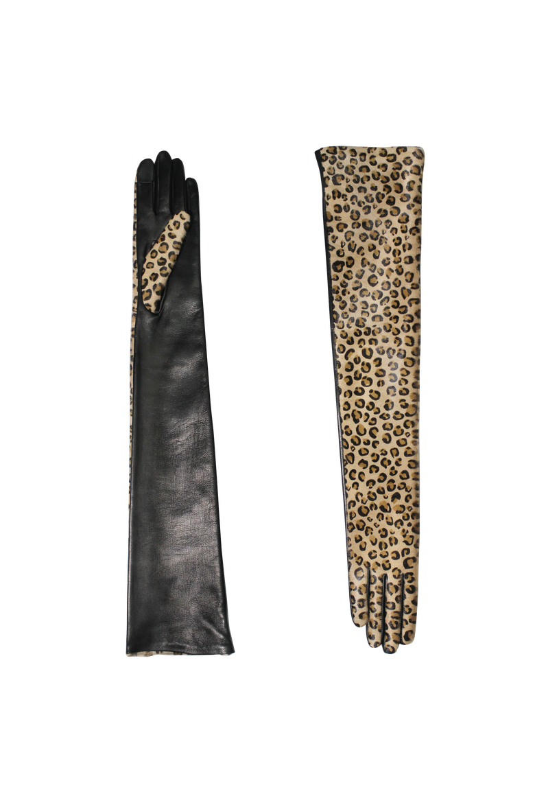 Glamour Leather Gloves Arm Length, Main, color, Panthere