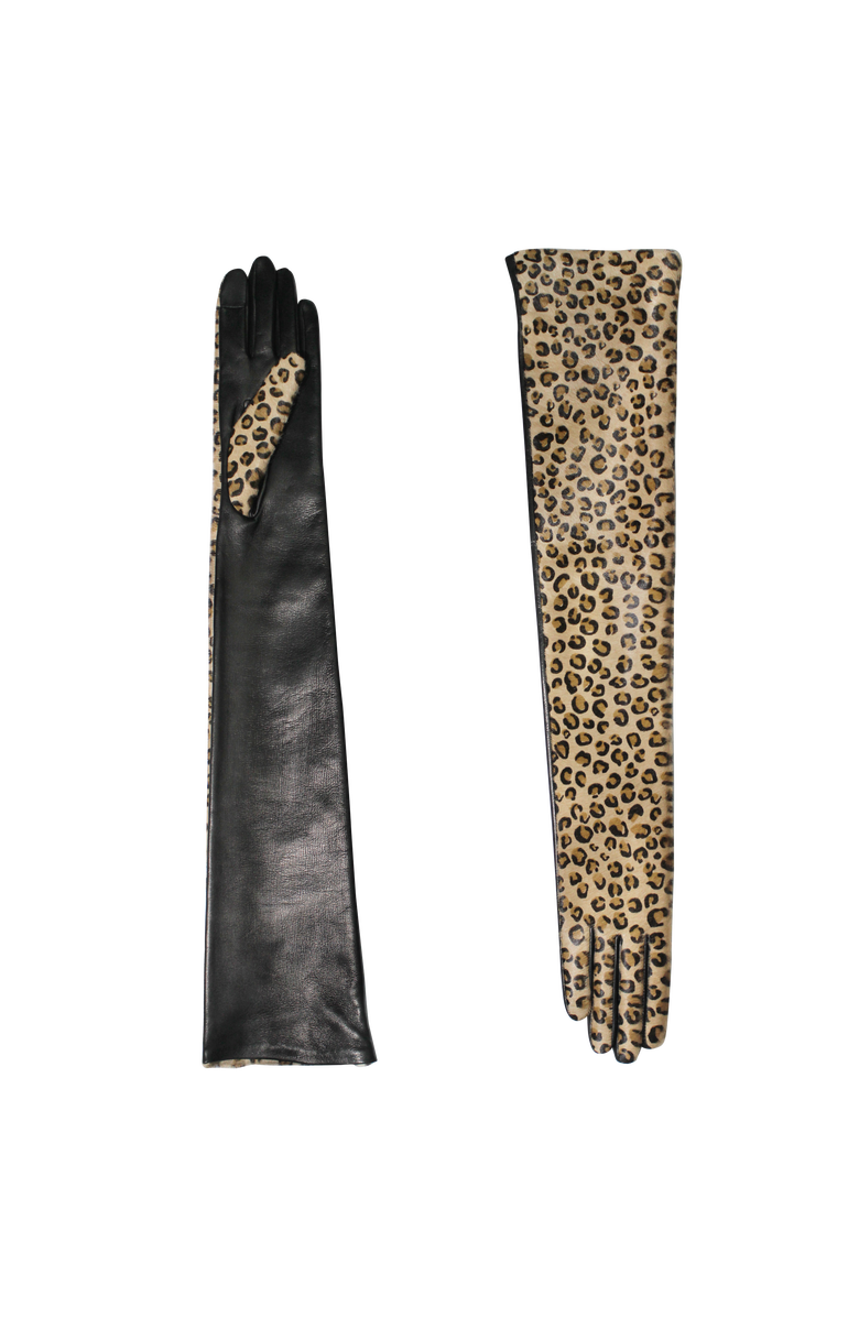 Agnelle Glamour Leather Gloves Arm Length, Main, color, Panthere