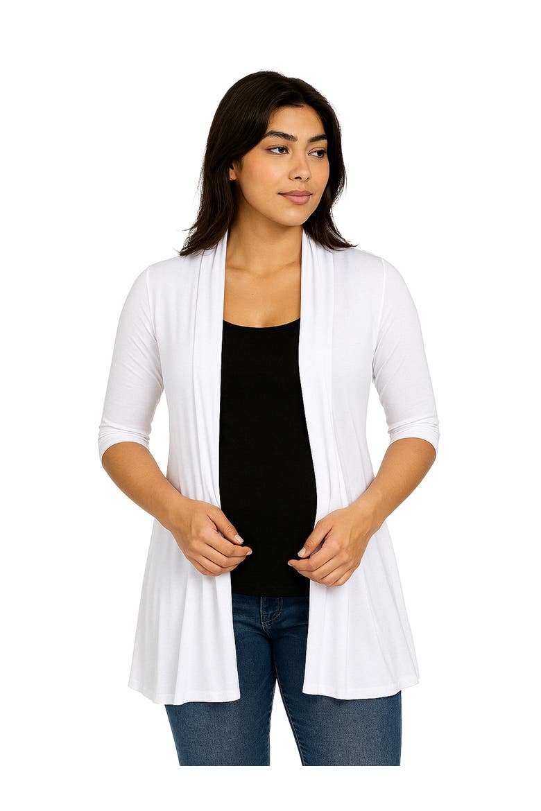 Maternity Loose Fit Open Front Cardigan, Main, color, White