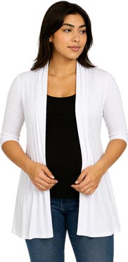 24seven Comfort Apparel Maternity Loose Fit Open Front Cardigan