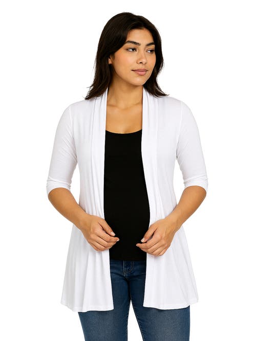 24seven Comfort Apparel Maternity Loose Fit Open Front Cardigan In White