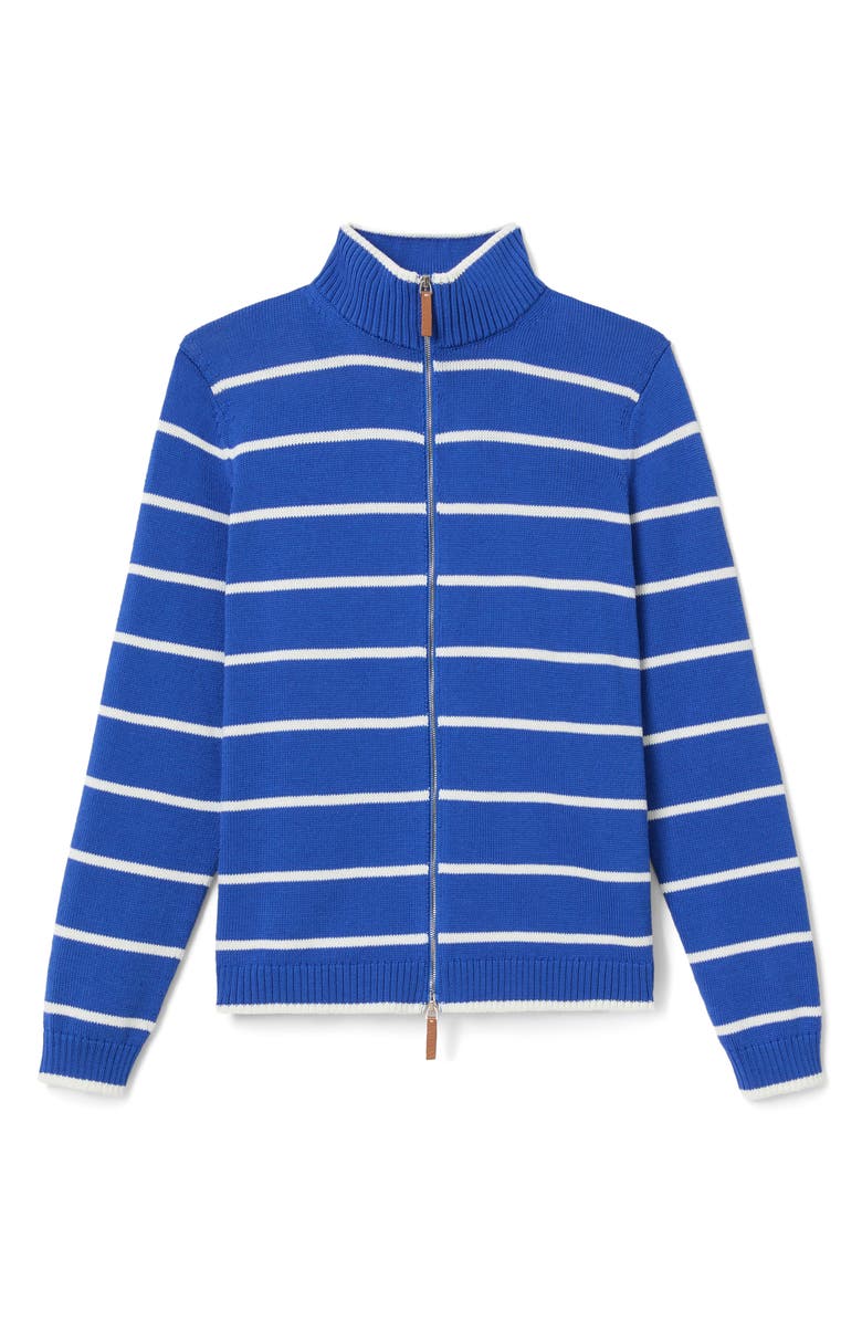 Lafayette 148 New York Fitted Stripe Knit Bomber Jacket, Alternate, color, 