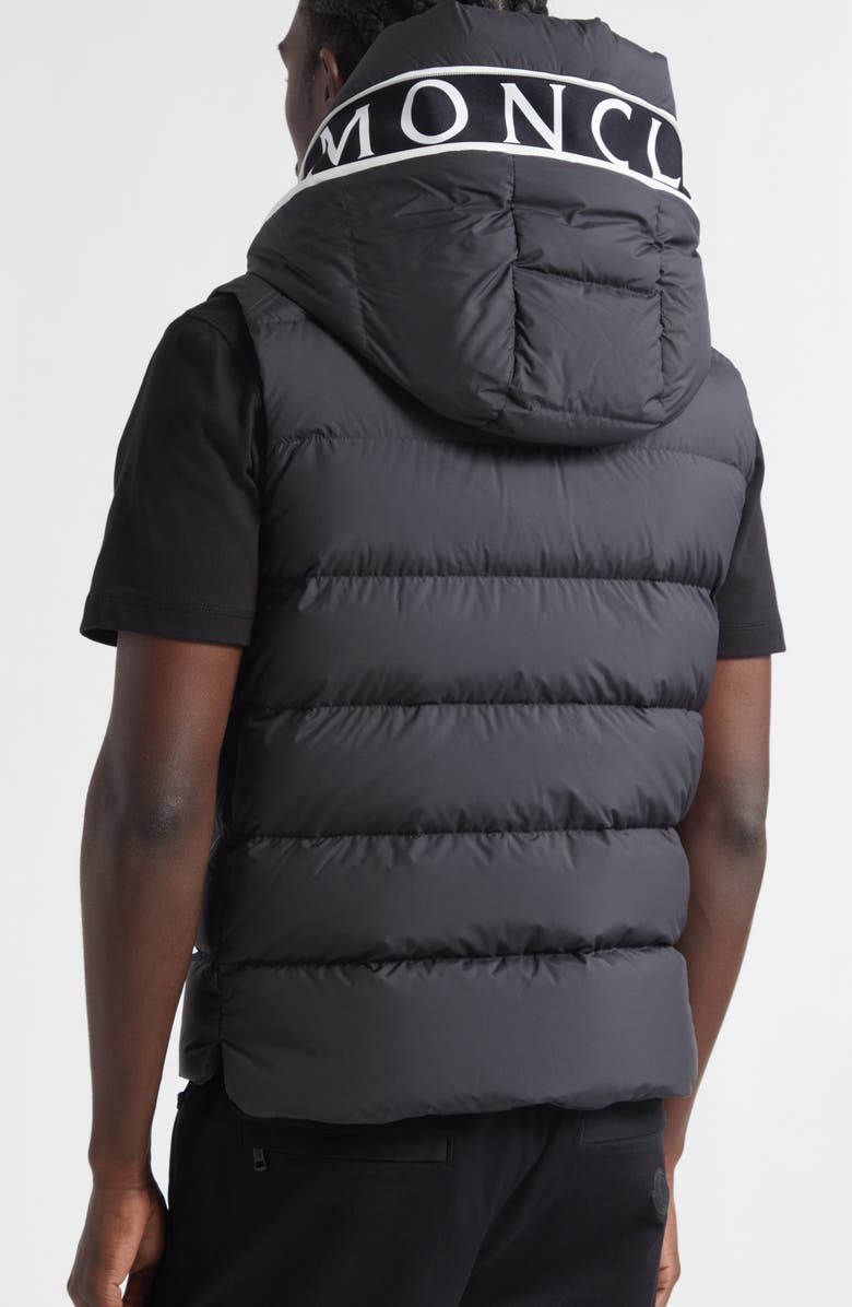 Moncler Cardamine Down Hooded Vest, Alternate, color, Black